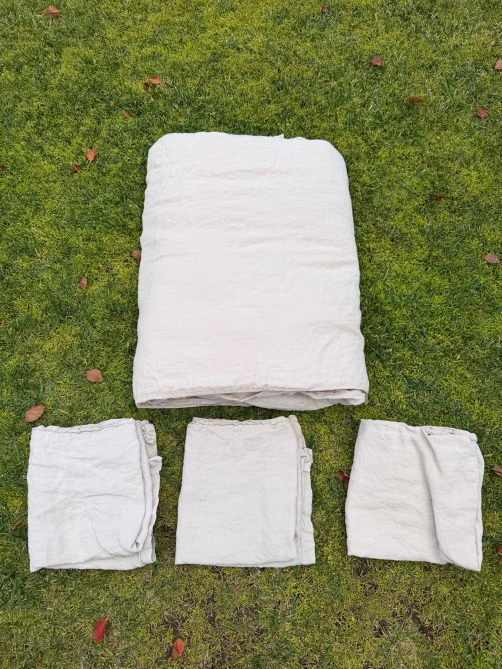 Parachute 100% Linen 4-Piece Natural Fiber Duvet Cover Set Beige King Size GUC